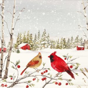 Cardinals in Winter Deluxe Boxed Holiday Cards (20 cards, 21 self-sealing envelopes)