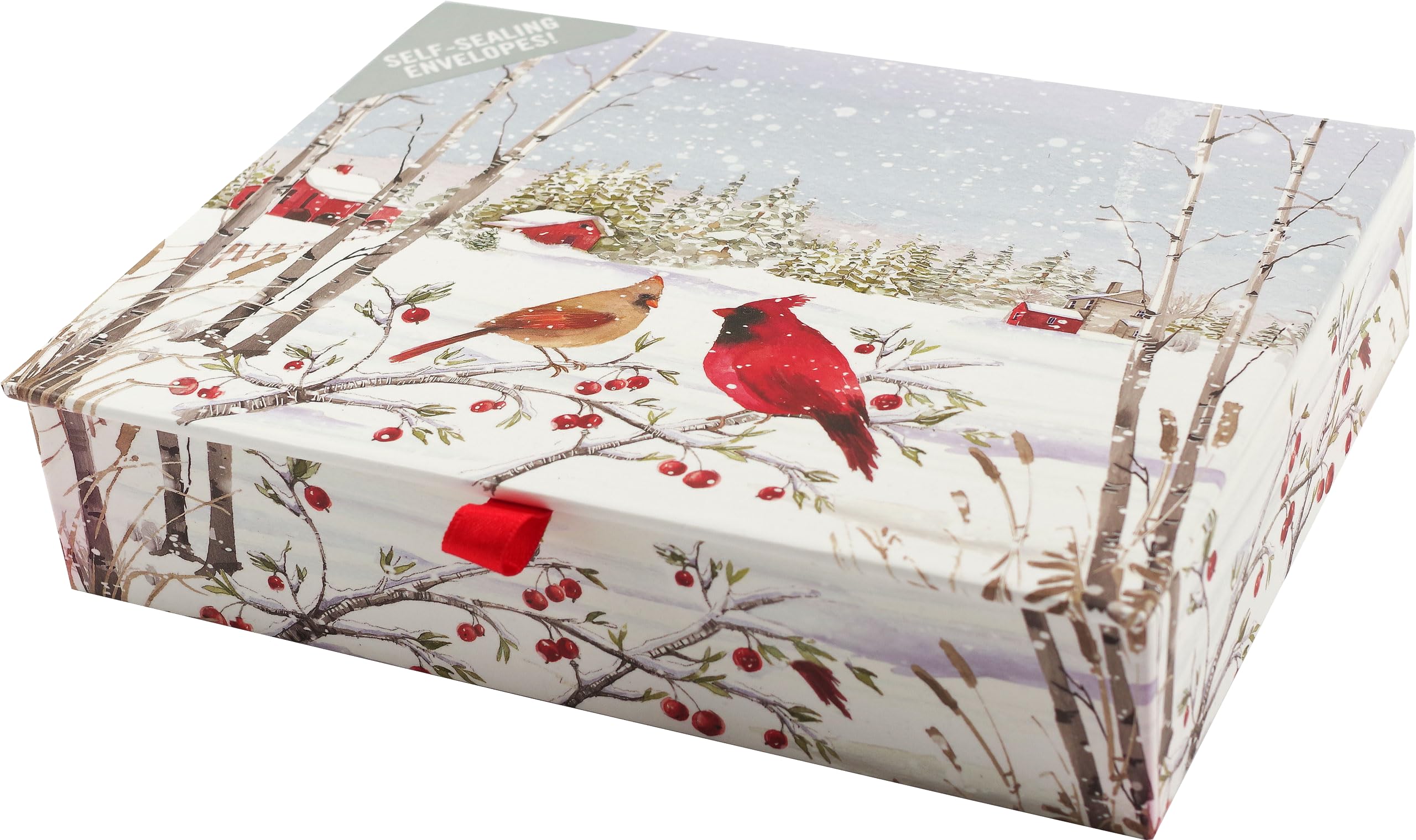 Cardinals in Winter Deluxe Boxed Holiday Cards (20 cards, 21 self-sealing envelopes)