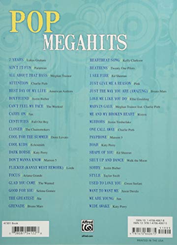 Pop Megahits: 40 Chart-Topping Pop Songs (Easy Piano)