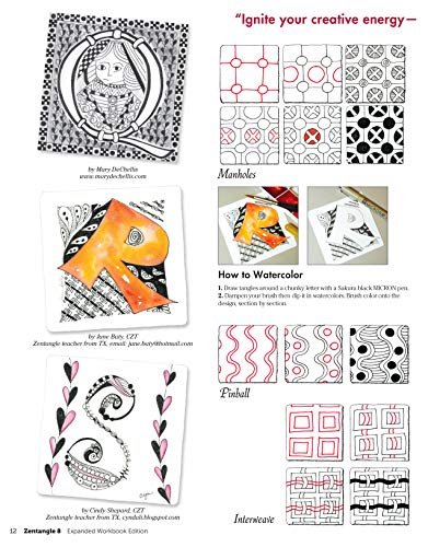 Zentangle 8, Expanded Workbook Edition: Monograms, Alphabets, and 40 All-New Tangles (Design Originals) How to Embellish Letters, Monograms, Cards, Stationery, Gifts, and More with Beautiful Designs