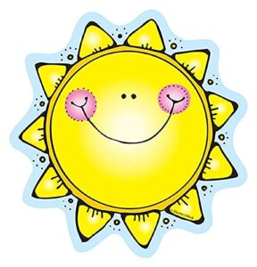 carson dellosa 36-piece sun bulletin board cutouts, smiley face sun cutouts for bulletin board, summer and spring classroom décor, sun classroom cutouts