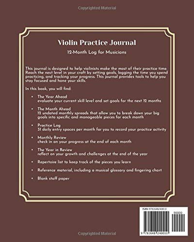 Violin Practice Journal: 12 Month Log for Musicians (Music Practice Journals)