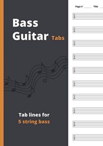 bass guitar tabs: blank manuscript music pages with tab lines for 5 string bass