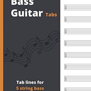 Bass Guitar Tabs: Blank manuscript music pages with Tab lines for 5 string bass