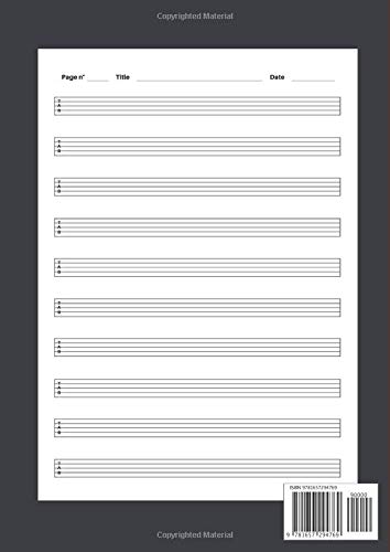 Bass Guitar Tabs: Blank manuscript music pages with Tab lines for 5 string bass