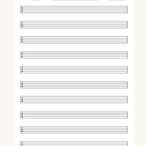 Bass Guitar Tabs: Blank manuscript music pages with Tab lines for 5 string bass