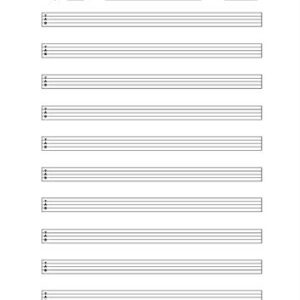 Bass Guitar Tabs: Blank manuscript music pages with Tab lines for 5 string bass