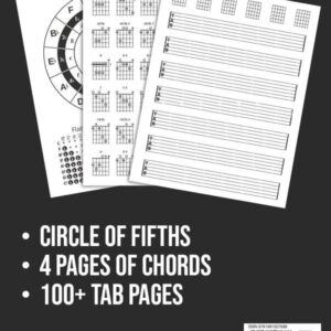 Left Handed Guitar Tab Notebook: 100+ Blank Guitar Tablature with Major & Minor Chord Fingering Charts