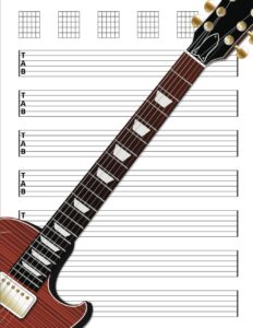 guitar tab notebook: blank guitar tablature writing paper with chord fingering charts