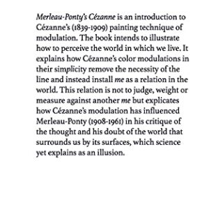 Merleau-Ponty's Cézanne: On Doubt of the Thought and the Infinity of Perception