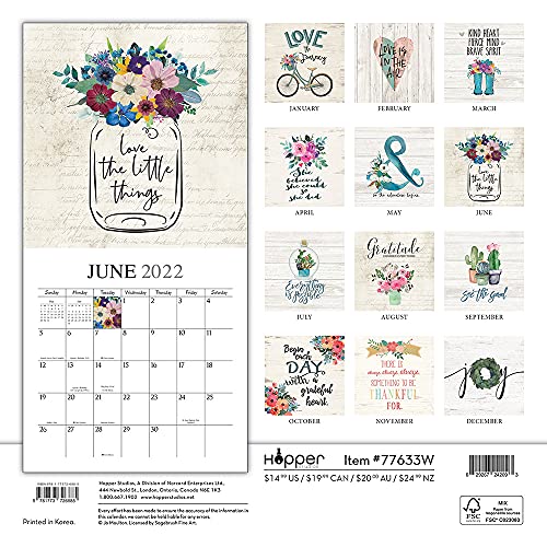 Love The Journey 2022 12 x 12 Inch Monthly Square Wall Calendar by Hopper Studios, Stationery Design Photography