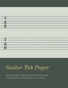 guitar tab paper: blank guitar tablature paper notebook 12 staves with tab clef 8.5 x 11 inches (volume 8) (guitar tab paper 12 staves)