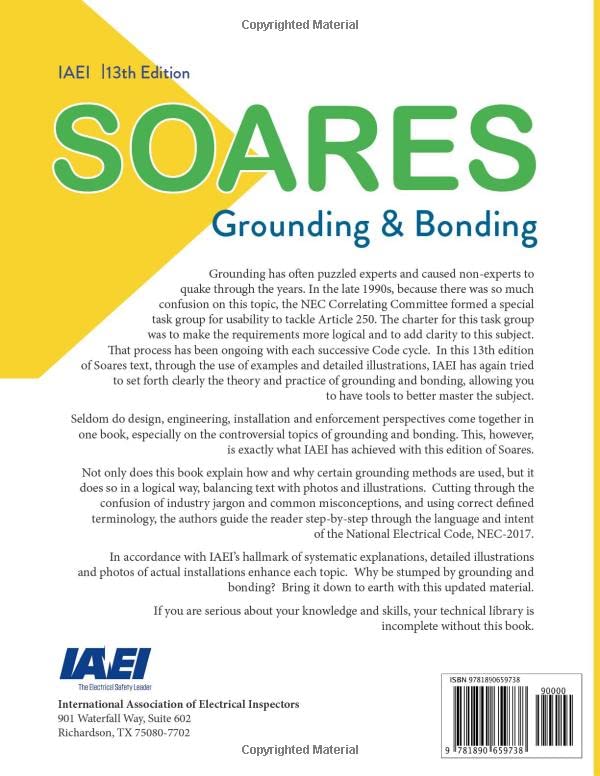 Soares Book on Grounding and Bonding, NEC-2017