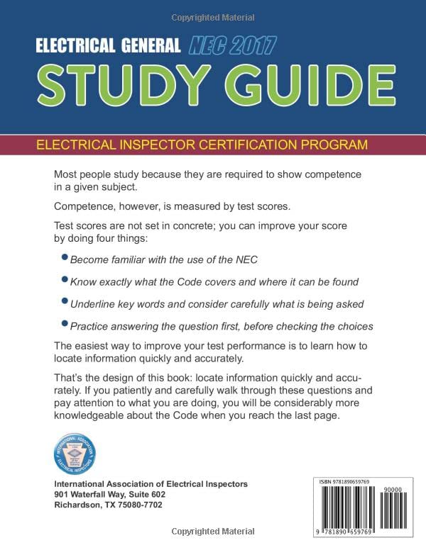 Electrical General Study Guide, NEC-2017: Electrical Exam Preparation Guide