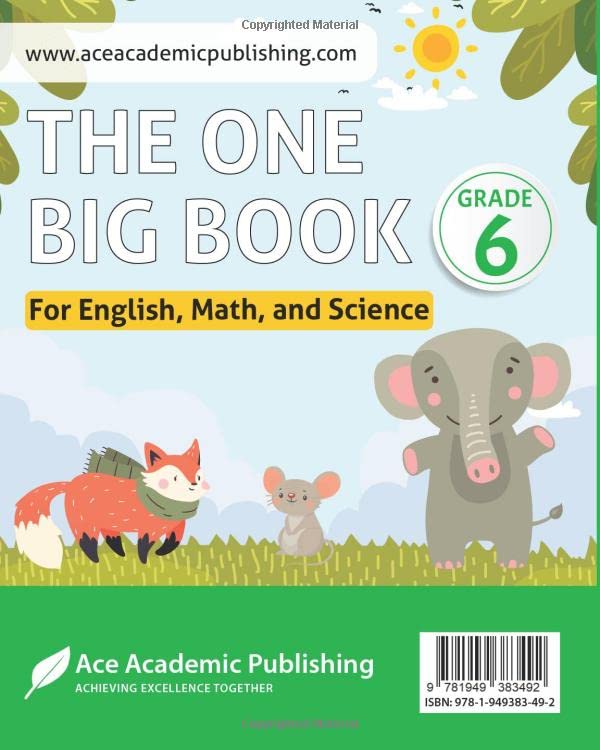 The One Big Book -Grade 6: for English, Math, and Science: Black and White Edition