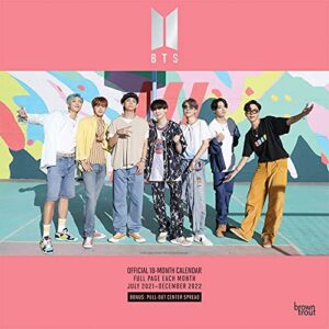 bts official 2022 12 x 12 inch 18 months monthly square wall calendar with foil stamped cover, music pop singer songwriter celebrity