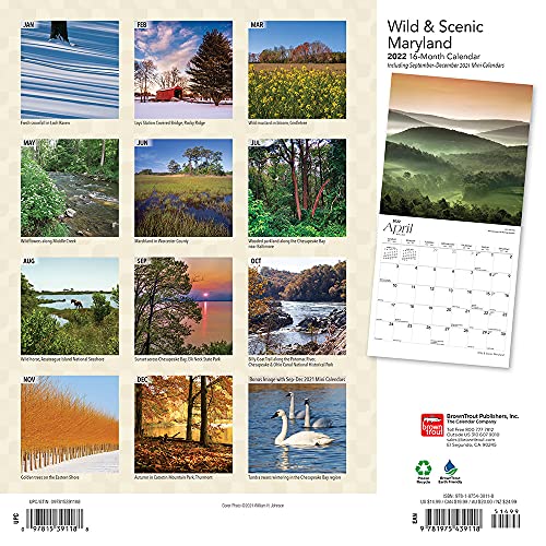 Maryland Wild & Scenic 2022 12 x 12 Inch Monthly Square Wall Calendar, USA United States of America Southeast State Nature