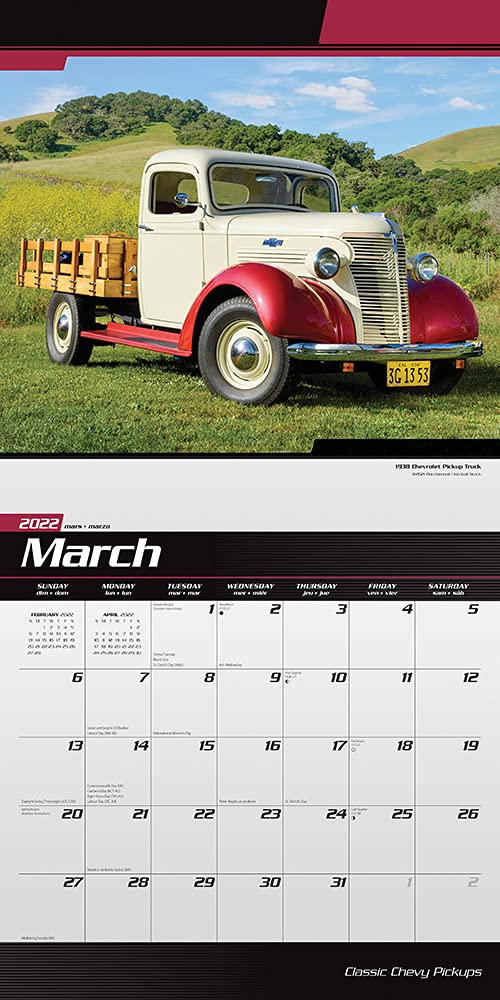 Classic Chevy Pickups 2022 12 x 12 Inch Monthly Square Wall Calendar with Foil Stamped Cover, Chevrolet Motor Truck