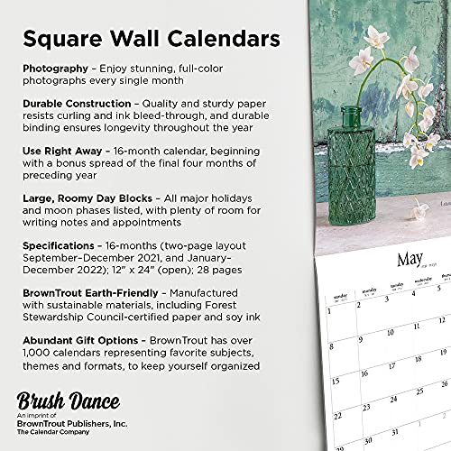 Live with Intention 2022 12 x 12 Inch Monthly Square Wall Calendar by Brush Dance, Art Paintings Inspiration Motivation