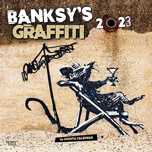 Banksy's Graffiti | 2023 12 x 24 Inch Monthly Square Wall Calendar | BrownTrout | Drawings Street Art Design