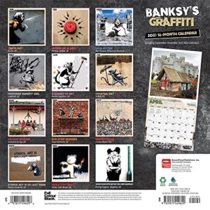 Banksy's Graffiti | 2023 12 x 24 Inch Monthly Square Wall Calendar | BrownTrout | Drawings Street Art Design