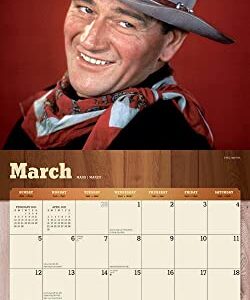 John Wayne OFFICIAL | 2023 12 x 24 Inch Monthly Square Wall Calendar | Foil Stamped Cover | BrownTrout | USA American Actor Celebrity Duke