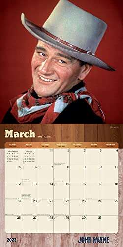 John Wayne OFFICIAL | 2023 12 x 24 Inch Monthly Square Wall Calendar | Foil Stamped Cover | BrownTrout | USA American Actor Celebrity Duke