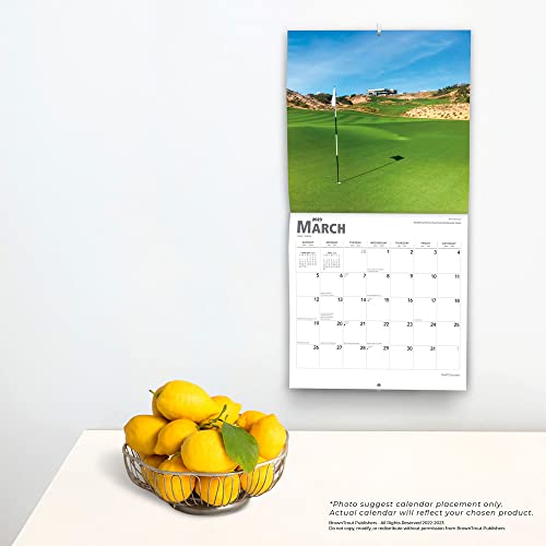 Golf Courses | 2023 12 x 24 Inch Monthly Square Wall Calendar | BrownTrout | Golfing Sport