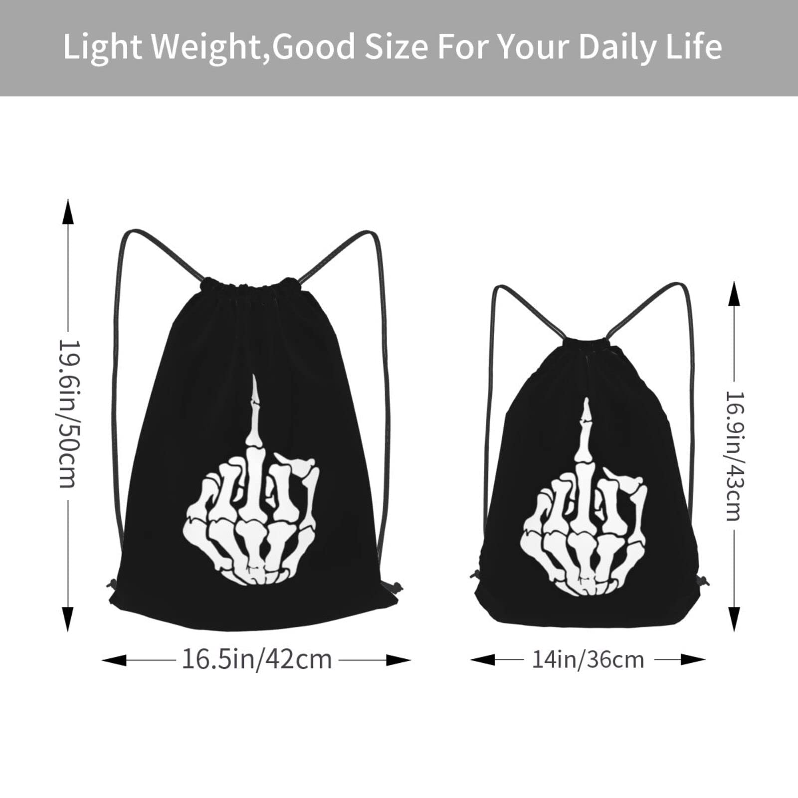 Gocerktr Finger Skull Drawstring Backpack for Women Men Waterproof String Bag Lightweight Gym Sackpack Beach Hiking Yoga Travel