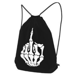 Gocerktr Finger Skull Drawstring Backpack for Women Men Waterproof String Bag Lightweight Gym Sackpack Beach Hiking Yoga Travel