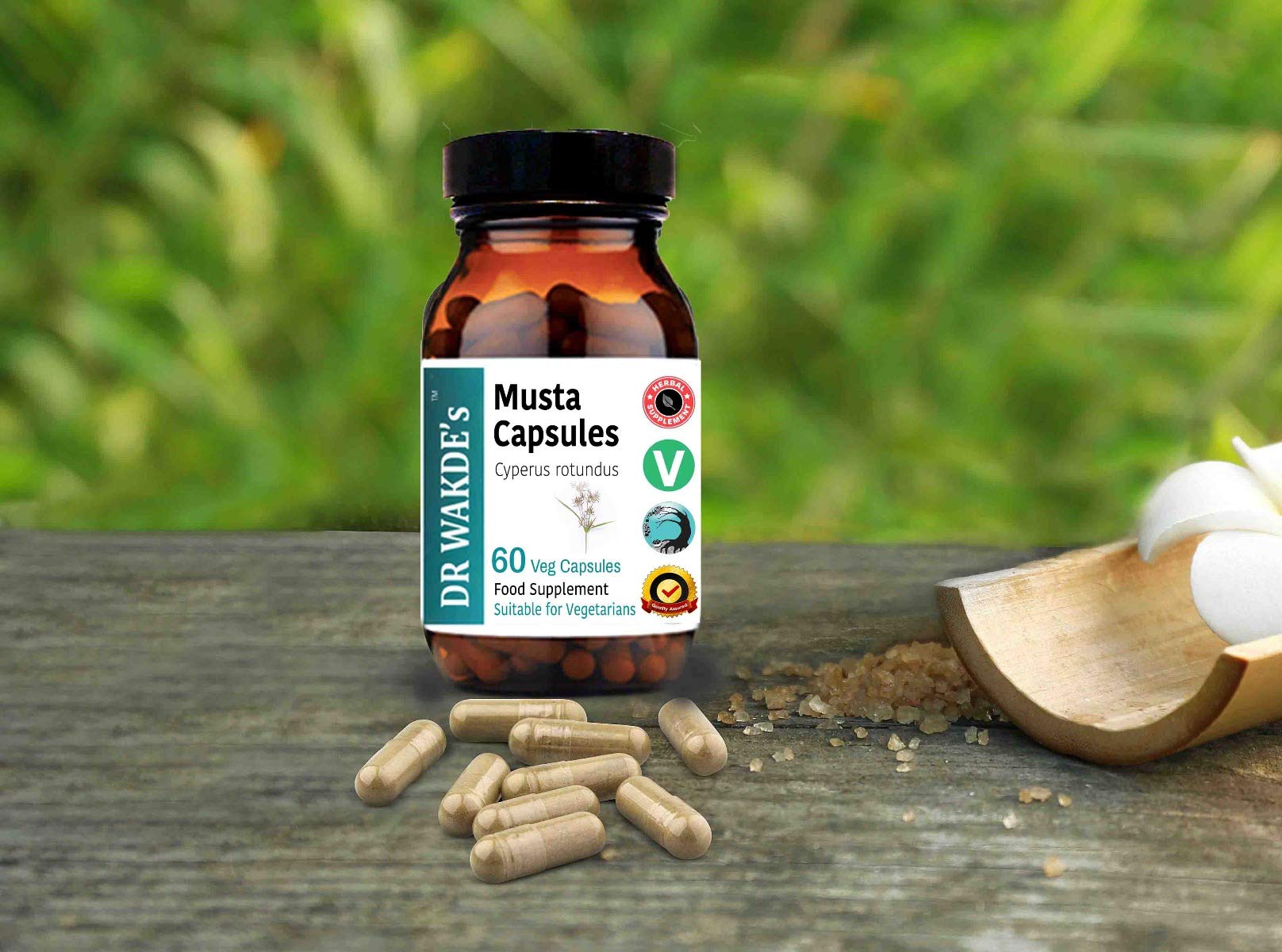 DR WAKDE'S Musta Capsules (Cyperus rotundus, 60 Veg Caps, Plant-Based Supplement, Ayurvedic Herb, All Natural, Vegan)