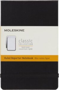 moleskine classic notebook, hard cover, pocket (3.5" x 5.5") ruled/lined, black, 192 pages