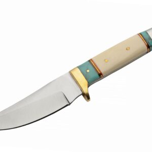 8.25″ Daylight Bone And Turquoise Resin Stainless Steel Edc Hunting Knife