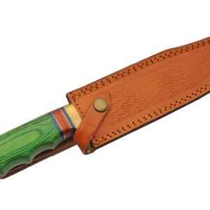 Grassland Wood Handle 12.75″ Stainless Steel Hunting Knife | Red & Blue Wood Spacers