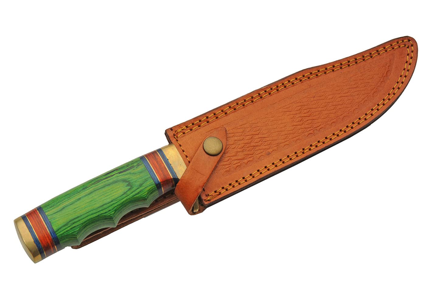 Grassland Wood Handle 12.75″ Stainless Steel Hunting Knife | Red & Blue Wood Spacers