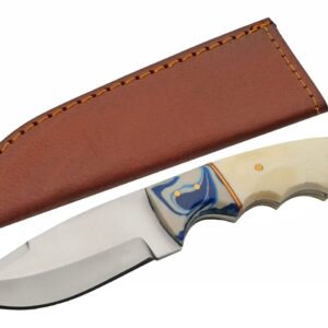 Seaside Bone Handle 8″ Stainless Steel Hunting Knife | Blue/White Resin Spacer