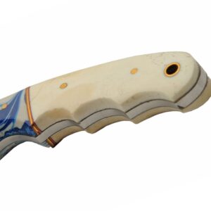 Seaside Bone Handle 8″ Stainless Steel Hunting Knife | Blue/White Resin Spacer