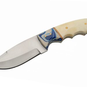 Seaside Bone Handle 8″ Stainless Steel Hunting Knife | Blue/White Resin Spacer