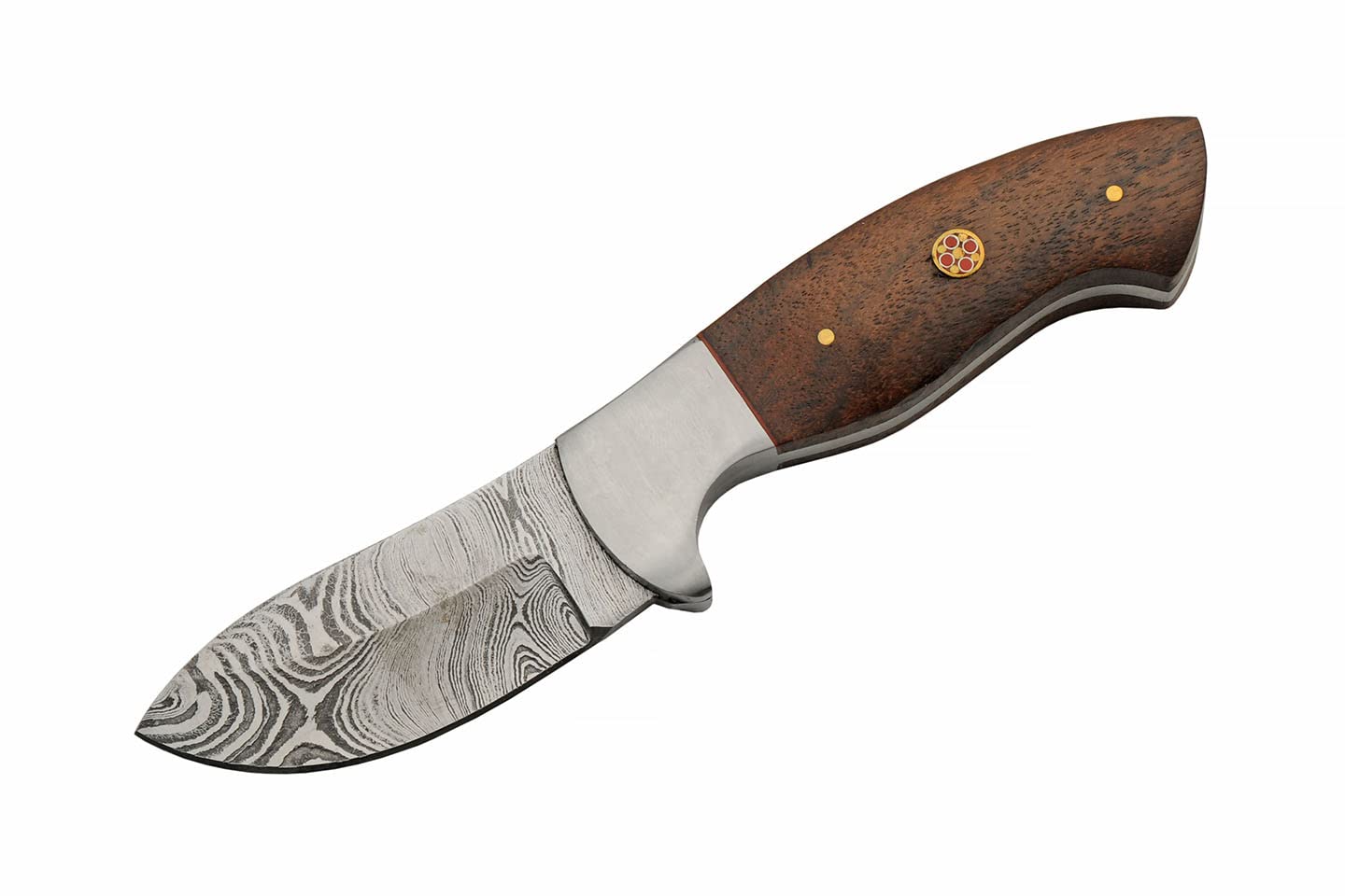 Mosaic Damascus Steel Blade | Wooden Handle 7.5" Hunting Knife