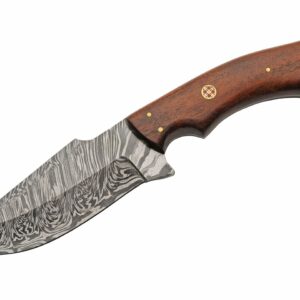 Damascus Steel Drop Point | Wood Handle 9.5" Hunting Knife