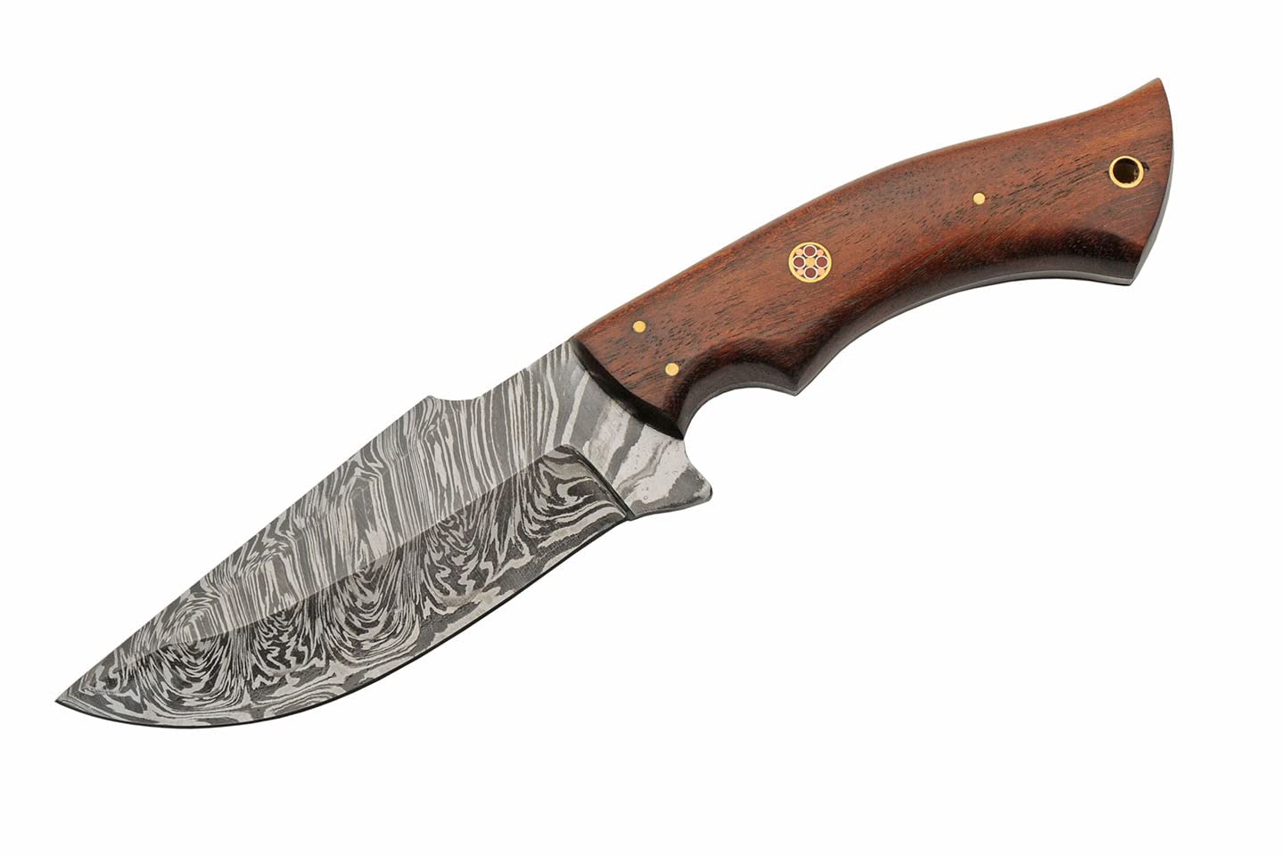 Damascus Steel Drop Point | Wood Handle 9.5" Hunting Knife