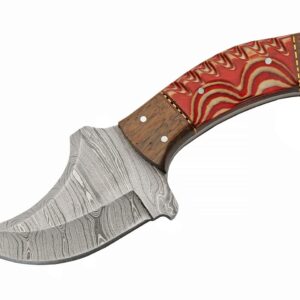 Damascus Steel Red Pueblo | Wood Handle 8 inch Hunting Knife