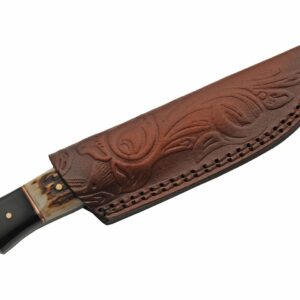 Buffalo Damascus Steel Blade | Horn/Stag Handle 7 inch Hunting Knife