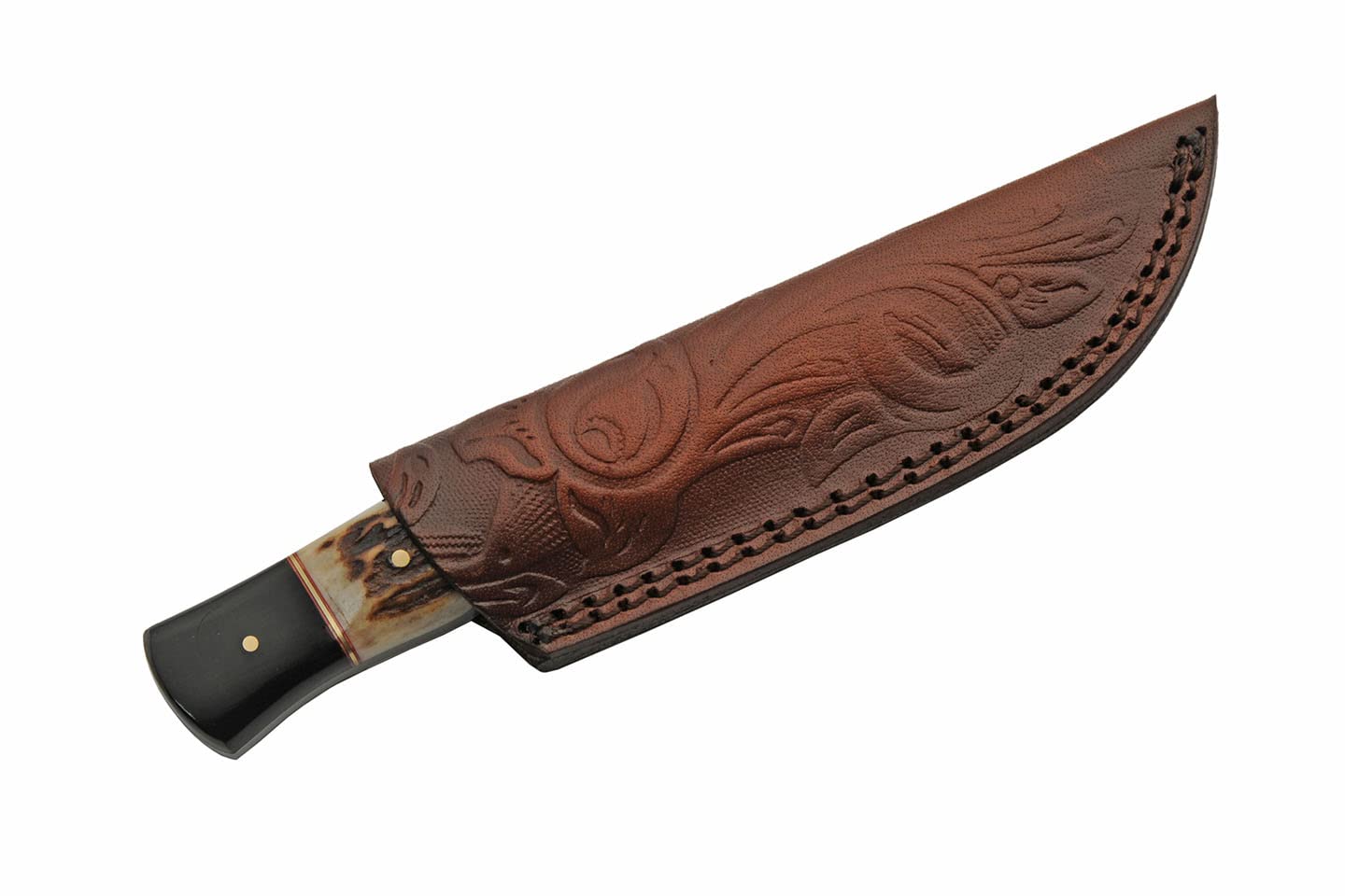 Buffalo Damascus Steel Blade | Horn/Stag Handle 7 inch Hunting Knife