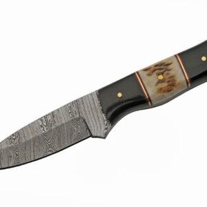 Buffalo Damascus Steel Blade | Horn/Stag Handle 7 inch Hunting Knife