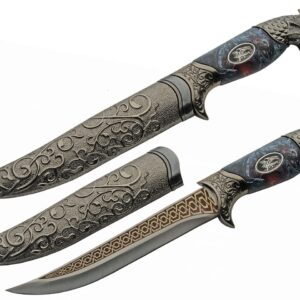 11" Roaring Dragon Stainless Steel Blade Metal Decorative Handle Edc Fantasy Hunting Knife