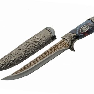 11" Roaring Dragon Stainless Steel Blade Metal Decorative Handle Edc Fantasy Hunting Knife