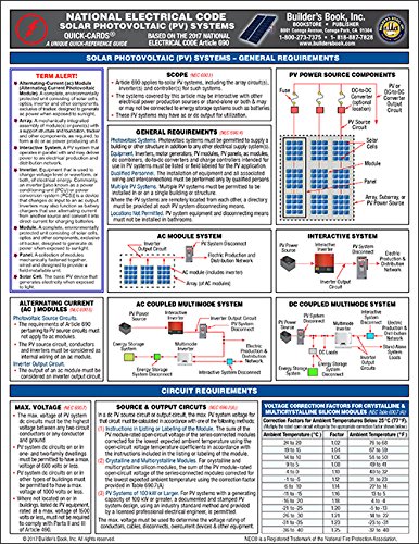 Solar Photovoltaic (PV) Systems based on 2017 National Electrical Code (NEC) Quick-Card