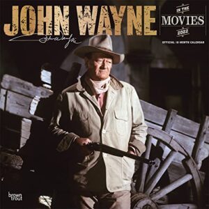 john wayne in the movies 2022 12 x 12 inch monthly square wall calendar with foil stamped cover, usa american actor celebrity country