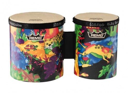 Remo KD-5400-01 Kids Percussion Bongo Drum - Fabric Rain Forest, 5"-6"